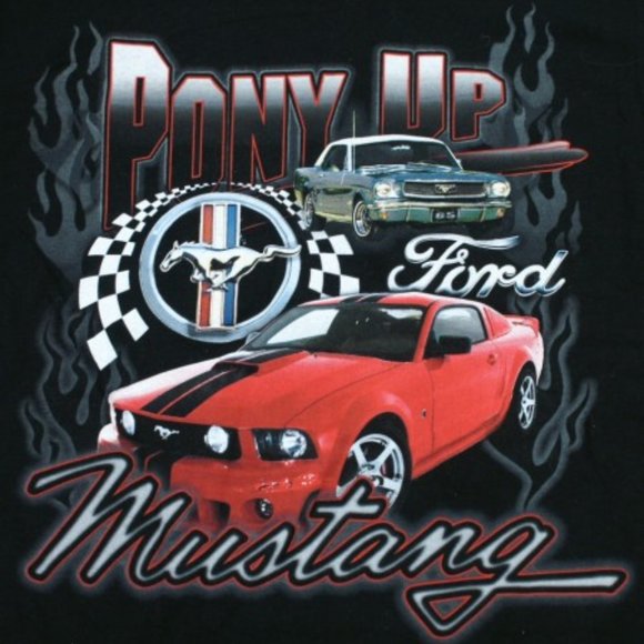 Ford Mustang Logo T-Shirt Black Pony Up Med NWT - Picture 2 of 2